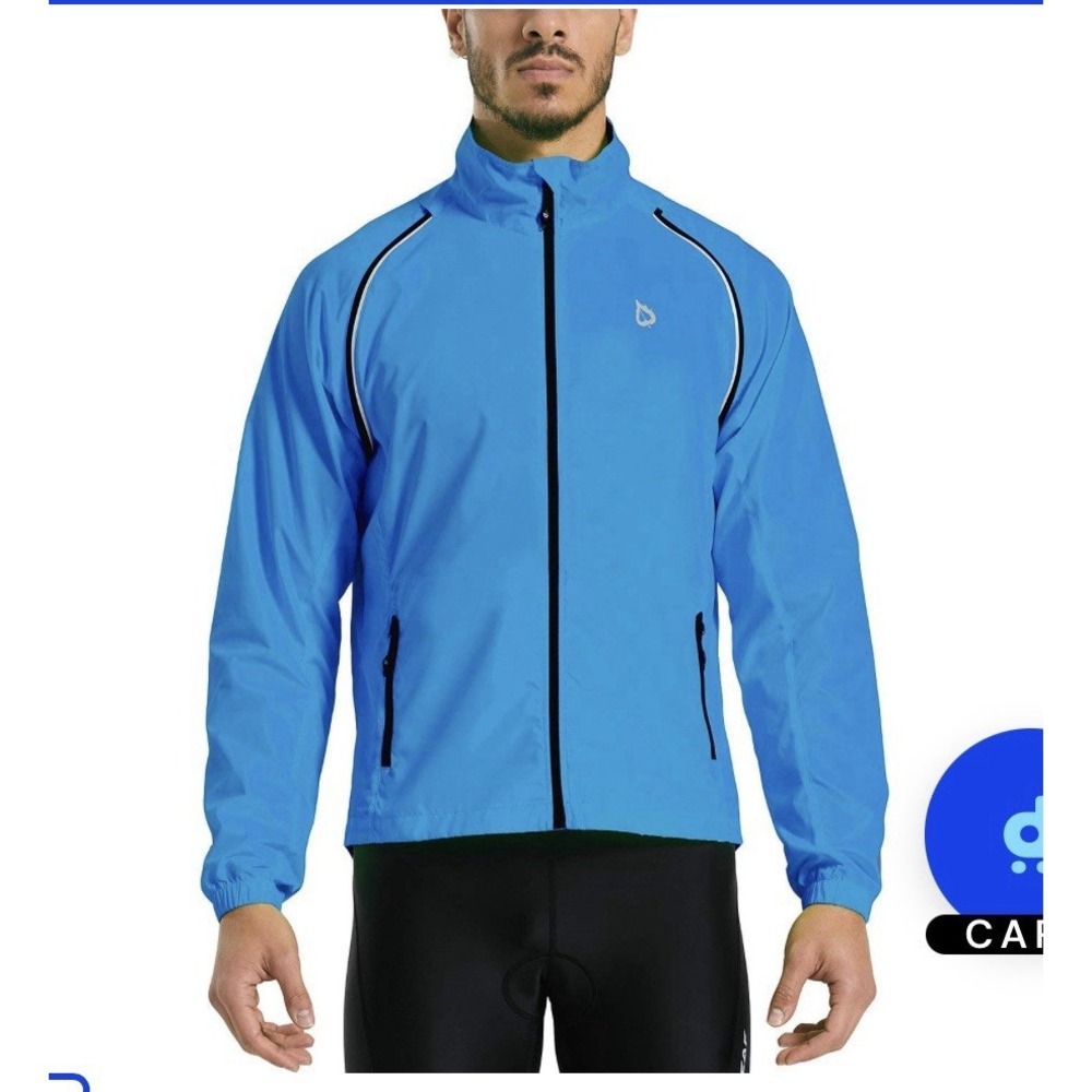 Baleaf Men's Turquoise Long Sleeve Windbreaker‎ Rain Jacket Size Large UPF50+